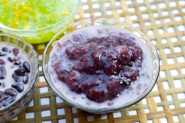 Thai black sticky rice pudding