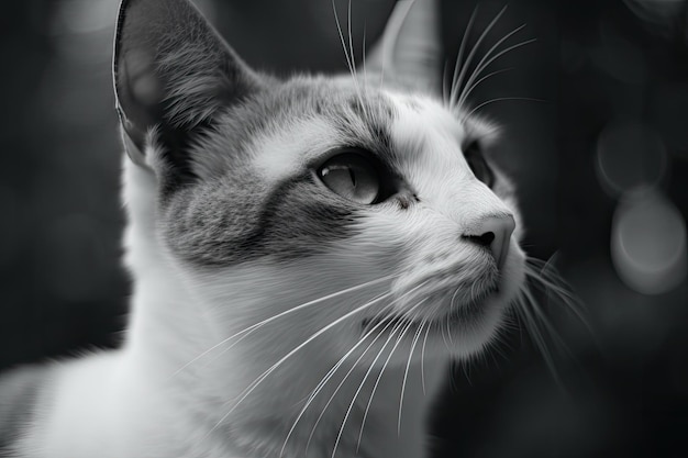Thai black and white film cat