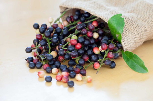 Thai blueberry on wooden background