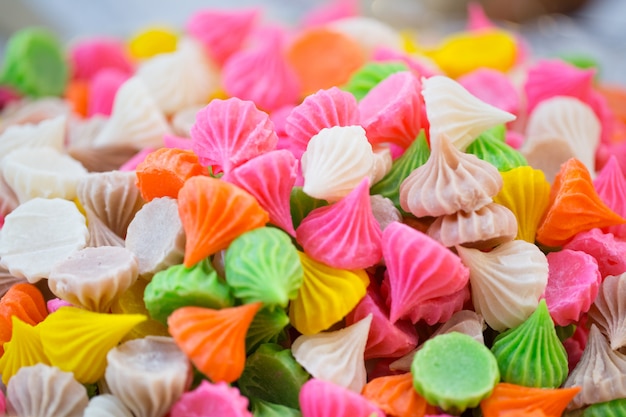 Thai candy dessert traditional vintage sweet colorful sugar snack