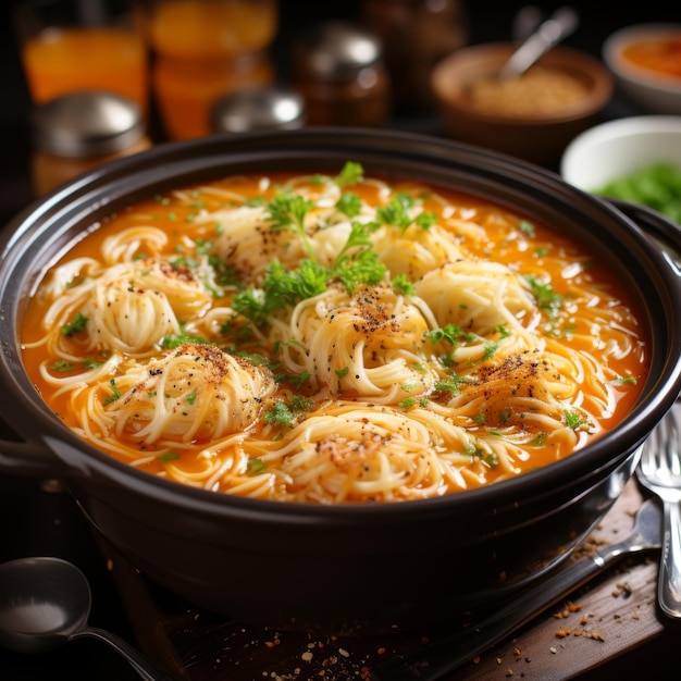 Thai Chicken Noodle Soup Khao Soi Gai Rijke en geurige curry soep Thaise keuken