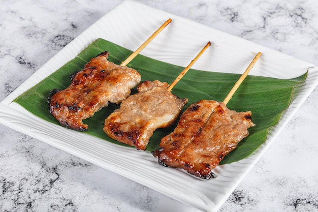 Thai cuisine grilled pork skewer