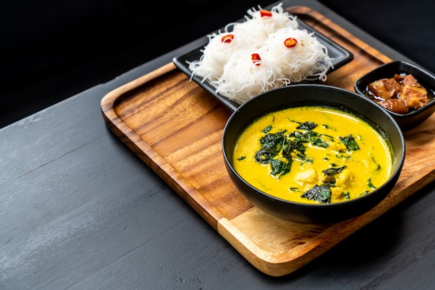 Thai curry soup with crab and coconut milk