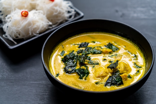 Thai curry soup with crab and coconut milk