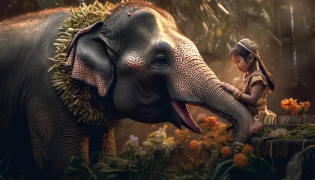 Premium AI Image | Thai elephant and Thai people