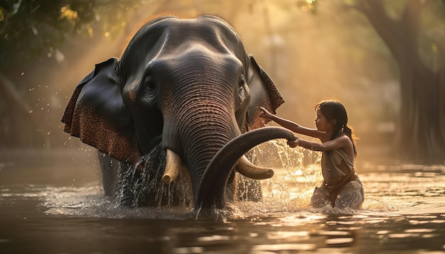 Premium AI Image | Thai elephant and Thai people