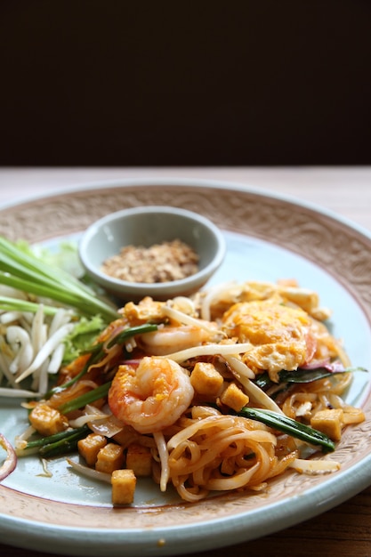 Thai food padthai fried noodle with shrimp