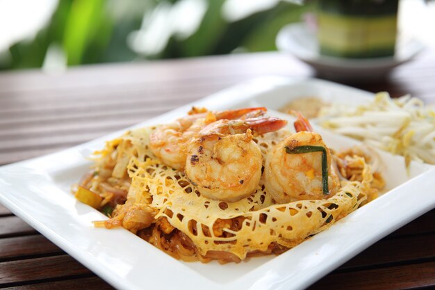 Thai food padthai fried noodle with shrimp