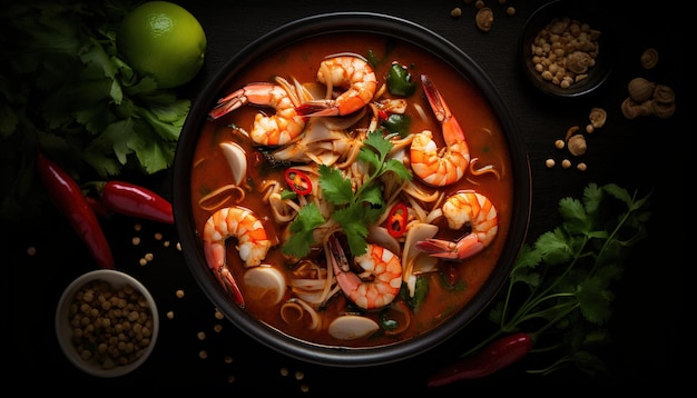 Thai food tomyum soup with shrimp