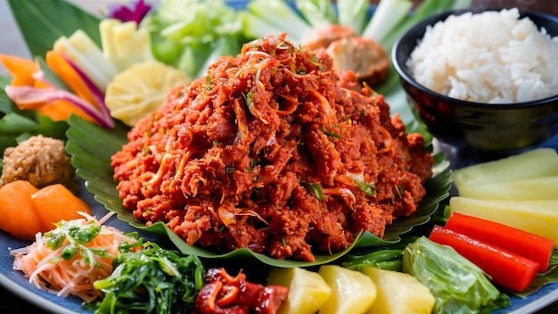 Thai foodspicy minced pork serve with side dishes