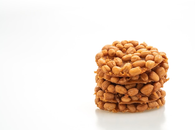 Thai Fried Peanut Cookies isolated on white background