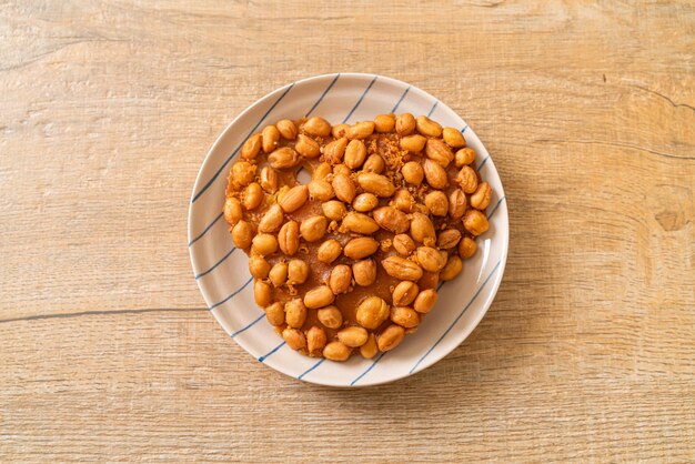 Thai fried peanut cookies on plate