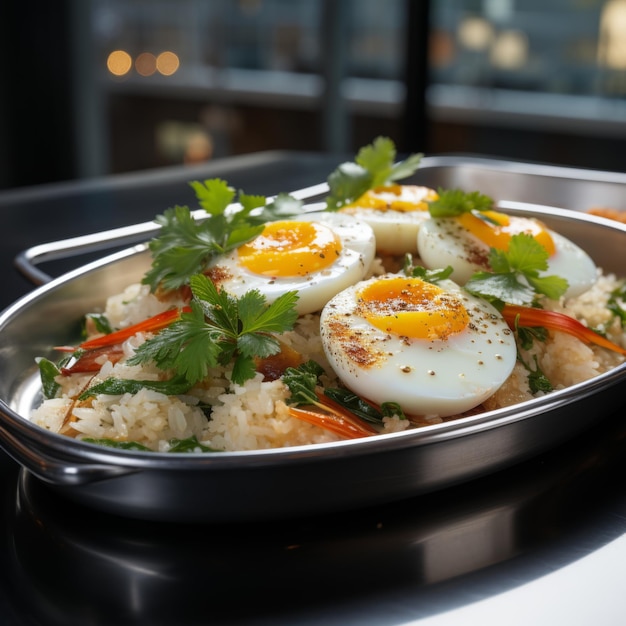 Thai Fried Rice with Crab Stirfried jasmine rice with crabmeat egg vegetables and a hint