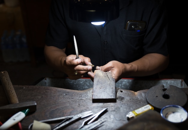 Thai Jeweler making Jewelry 