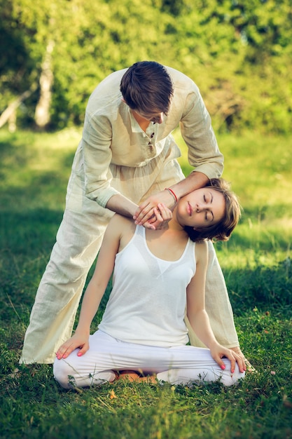 Thai massage with yoga exercises