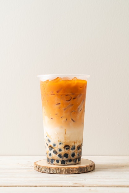 Thai milk tea with bubble brown sugar