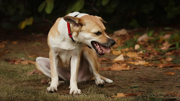 Thai mongrel dog scratching head