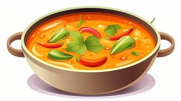 thai panang curry food vector art illustration flat color