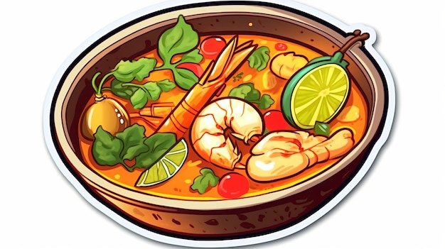 Thai panang curry voedsel vector kunst illustratie platte kleur