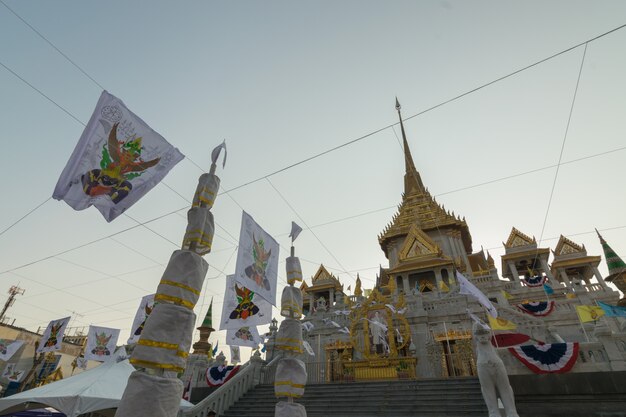 Thai people pray for 6th march uranus over city in temple