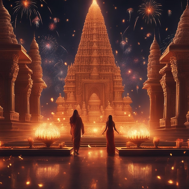 thai people praying in the temple at night