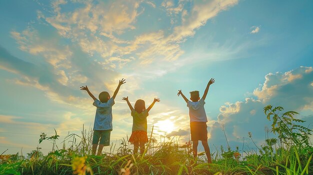 Photo thai people with the hope looking in to the sky