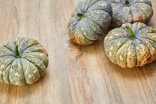 Thai pumpkin on wooden board