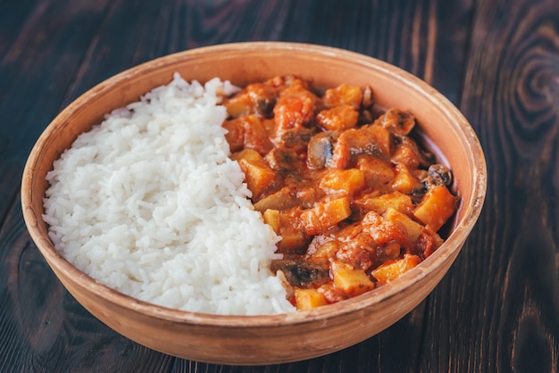 Thai red curry in a bowl