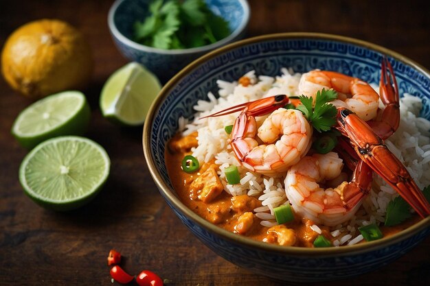 Thai Red Curry Shrimp Coconut Rice Bowl