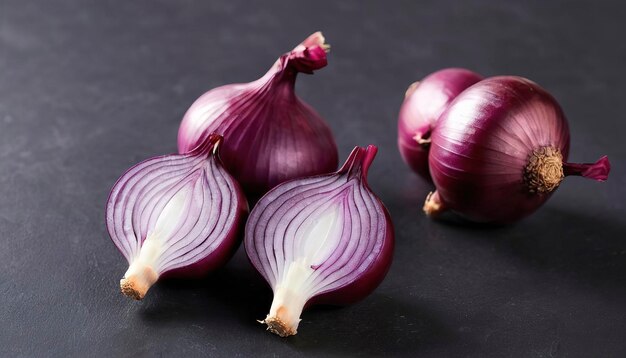 Thai red onion or Shallots Fresh purple shallots on white background Selected focus