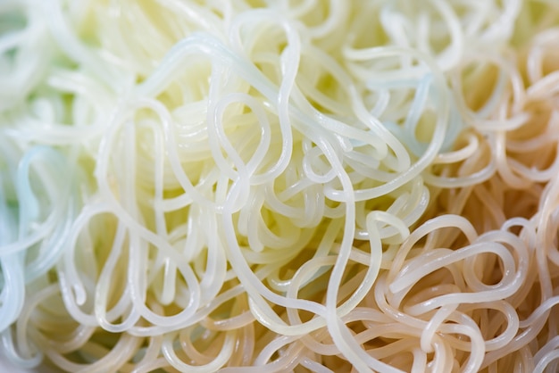 Thai rice noodles close up