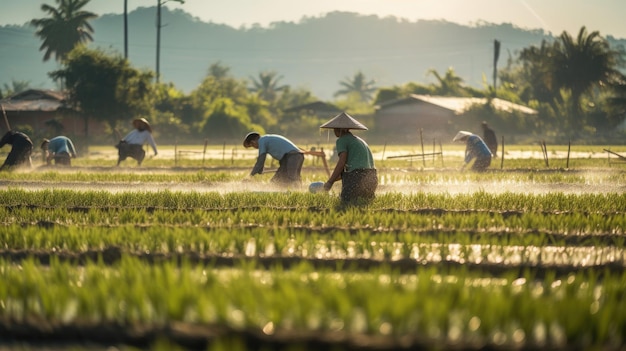 Тайское рисовое поле с ароматами свежевскопанной земли и созревающего риса