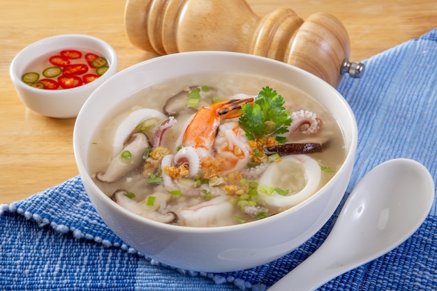 Thai Rice Soup With Seafood