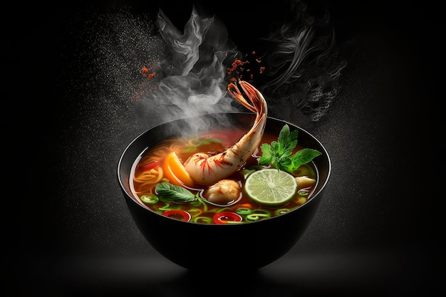 Photo thai shrimp soup tom yum generative ai