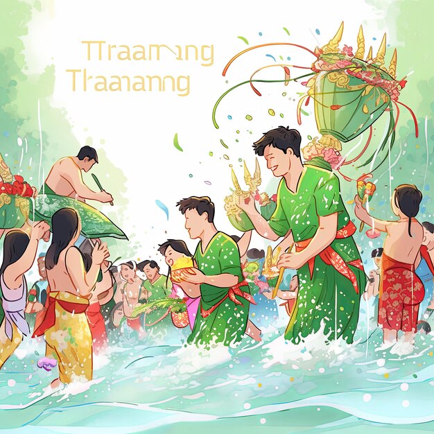 Photo thai songkran festival in green