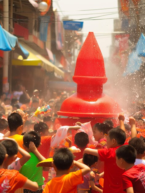 Thai Songkran Festival in het rood