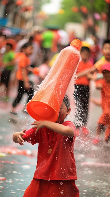 Photo thai songkran festival in red