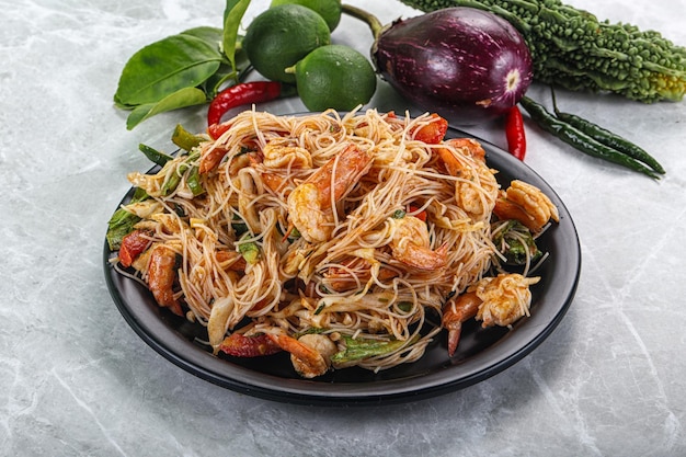 Thai Spicy Vermicelli Salad with Prawns YAM WOON SEN KOON