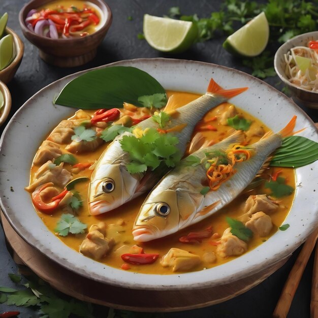 Thai steamed curried fish