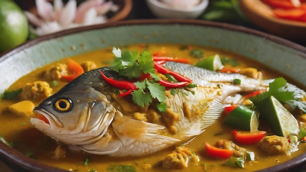 Thai steamed curried fish