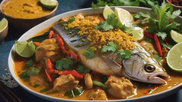 Thai steamed curried fish