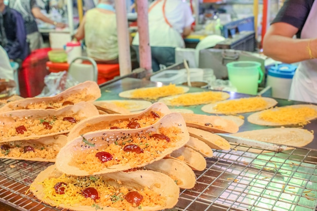 Thai style pancake with coconut, sugar, sesame, Sweet egg floss