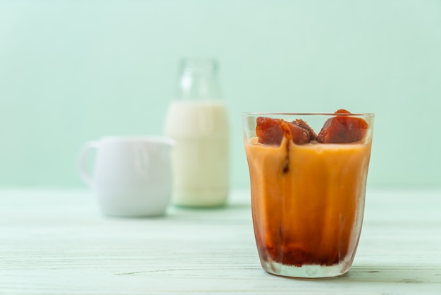 Thai tea ice cube with milk