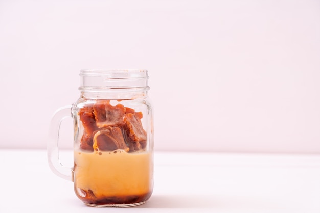 Thai tea ice cube with milk