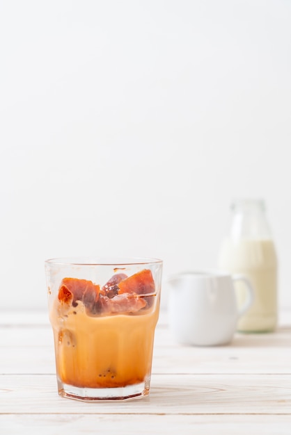 Thai tea ice cube with milk