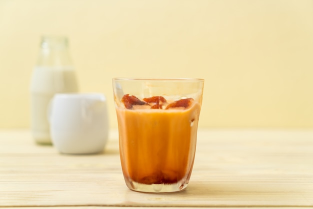 Thai tea ice cube with milk