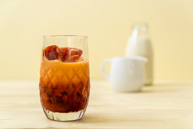 Thai tea ice cube with milk