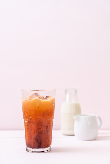 Thai tea ice cube with milk