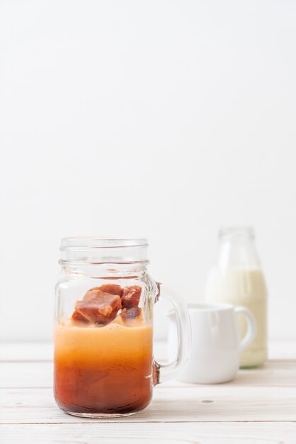 Thai tea ice cube with milk