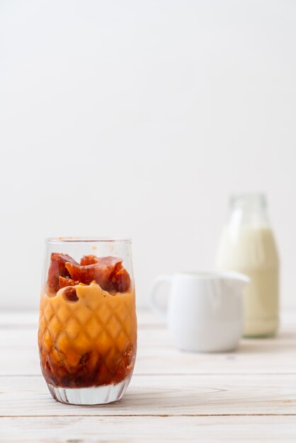 Thai tea ice cube with milk